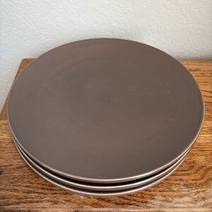3 Pottery Barn Studio Barbara Eigen Dinner Plates 10” Cocoa Brown